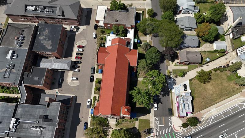 Commercial building roof from above