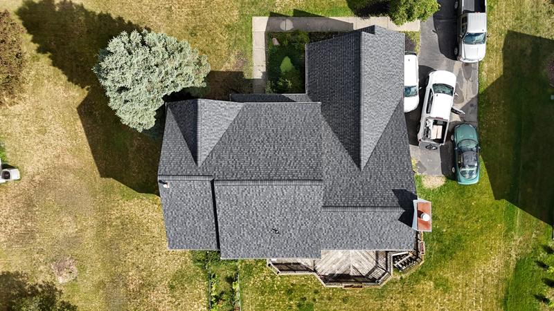 Gray roof seen from directly above