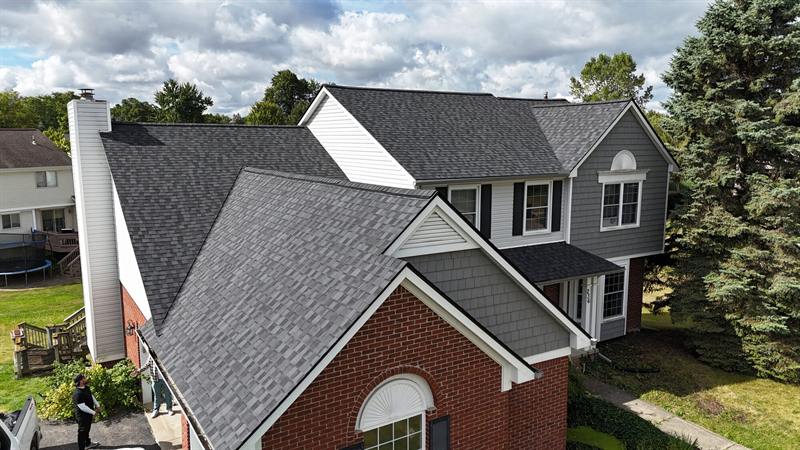 Colonial front gable with new architectural shingles